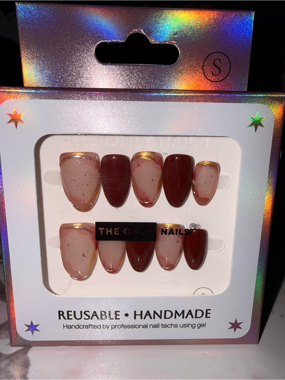 The Only Nails Reusable Handmade Red & Nude Press-On Nail Set